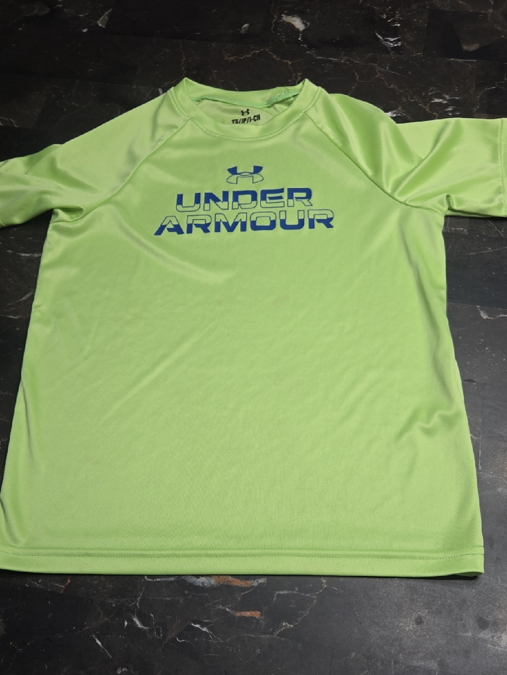 Under Armour Neon Lime Short-Sleeve Performance Tee with Blue Logo